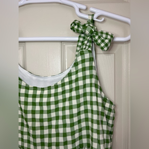 &merci Green Gingham shoulder tie strap dress - Picture 6 of 8